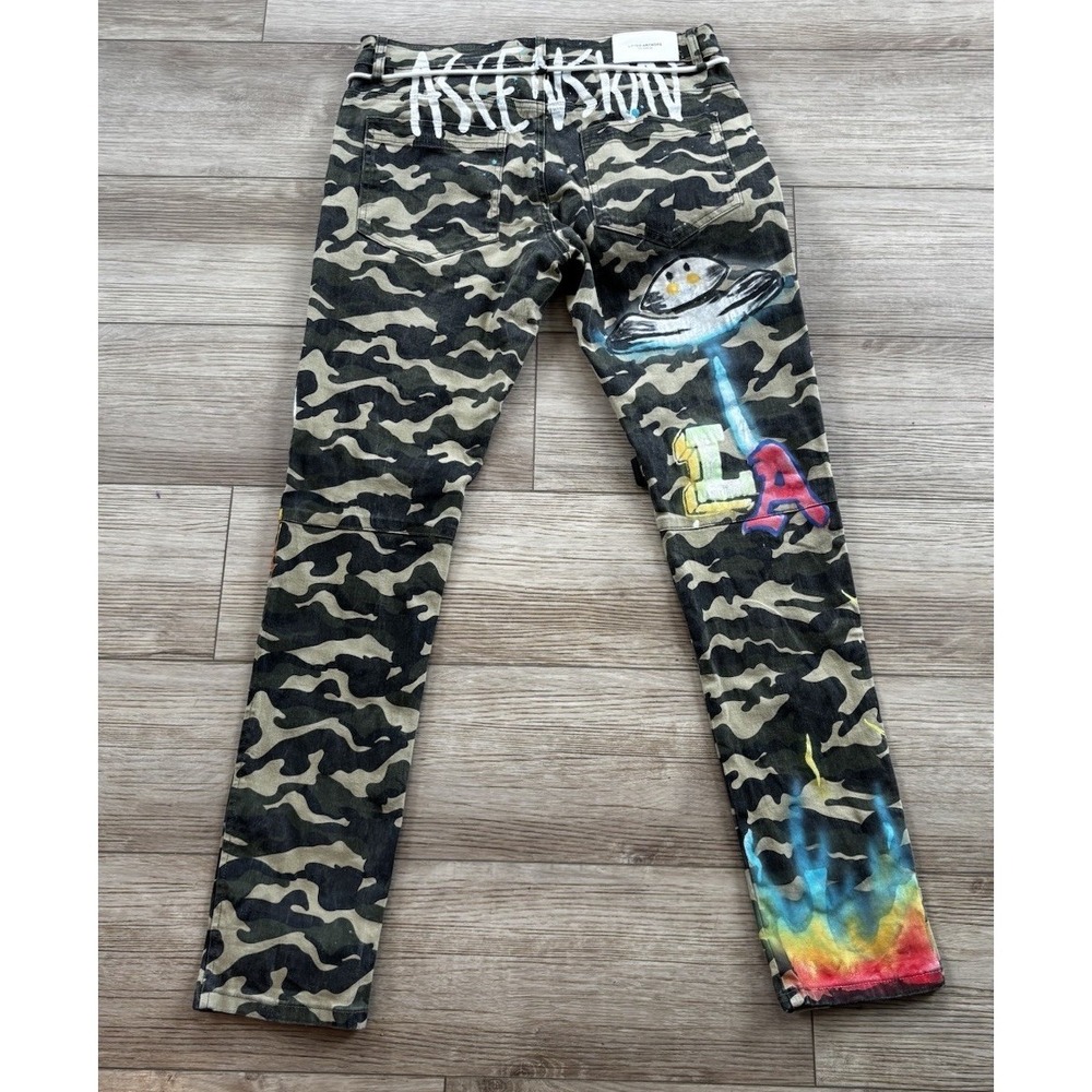 Lifted Anchors Custom Graphic Camo Cargo Men's Pants Size 34 Streetwear LA - Picture 10 of 15